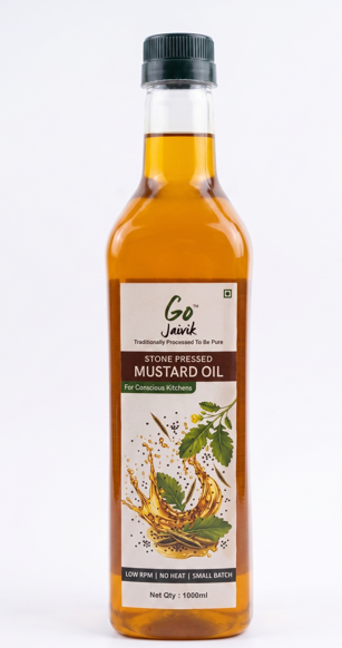 Stone pressed mustard oil glass bottle